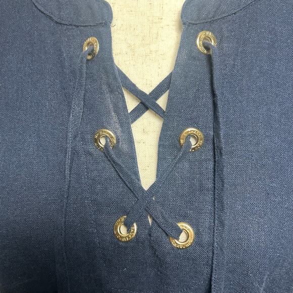 Michael Kors Dress Size Large Linen Navy - Picture 6 of 15